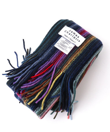 【JAMES CHARLOTTE/ジェームス・シャルロット】501 Warp Knit Multi Stripe Scarf 25cm幅