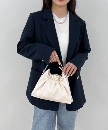 ギャザー三角ワンハンドルバッグ