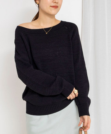 《手洗い可能》ボートネックプルオーバーテープヤーン