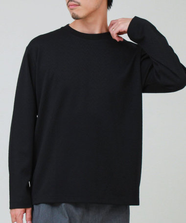 フクレジャガード幾何学柄 ロンT ロングスリーブTシャツ