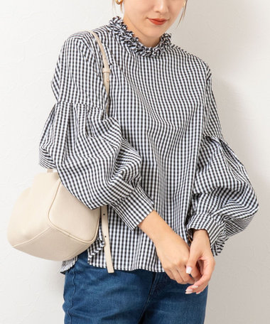 【MARILYN MOON/マリリーンムーン】タックフリルボリュームブラウス