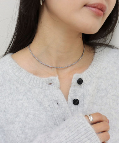 ステンレススクリューチェーンネックレス ショート