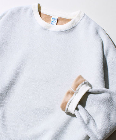 【DISCUS】UNISEX インレイ裏シャギーボンディング配色 クループルオーバー