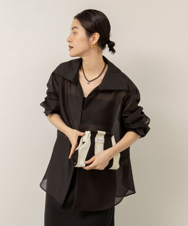 【MAQWEL/マクウェル】ウォッシャブルオープンカラーシアーブラウス