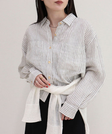 LINEN100 クロップドシャツ