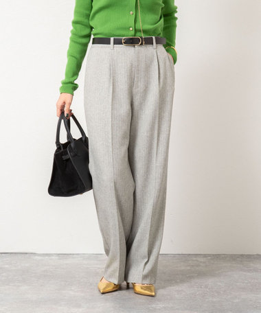 ウォッシャブルウール調愛されセミワイドパンツ