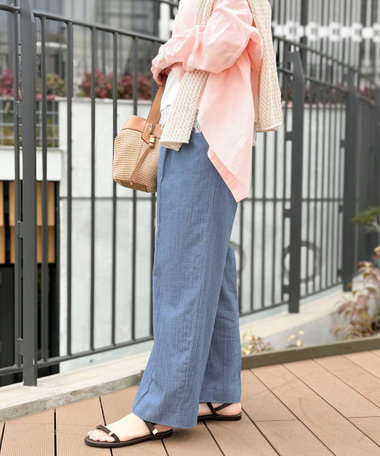《セットアップ対応》シアーデニムワイドパンツ