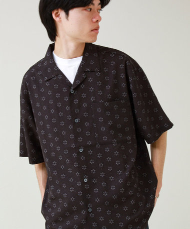 【選べる6柄】オールオーバーパターン 半袖オープンカラーシャツ