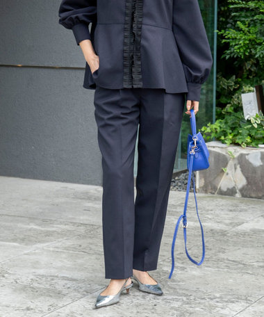 《セットアップ対応》ウォッシャブルタックテーパードパンツ