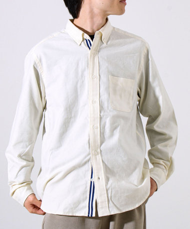 【ビジカジ対応】ニットテープ ボタンダウンネルシャツ