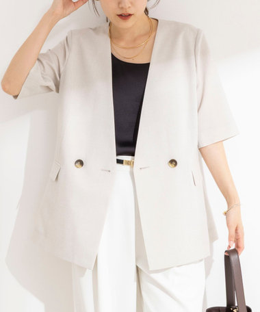 ⭐︎新品未使用⭐︎NOLLEY'S(ノーリーズ) ミラノリブ半袖ジャケット セットアップ対応》ミラノリブ半袖ジャケット | NOLLEY'S(ノーリーズ