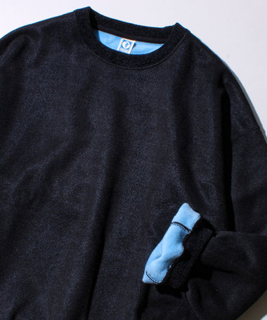 【DISCUS】UNISEX インレイ裏シャギーボンディング配色 クループルオーバー