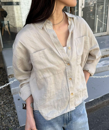 LINEN100 クロップドシャツ