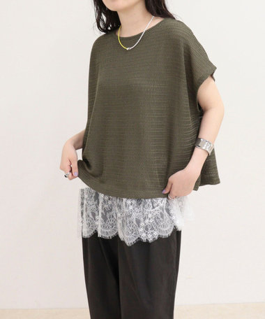 メッシュフレンチプルオーバーカットソー