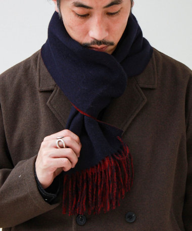 【カシミヤ混】リバーシブル仕様 無地マフラー