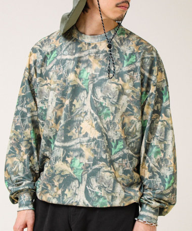 【無地/リアルツリーカモ】ミニ裏毛 裾ドロストスウェット