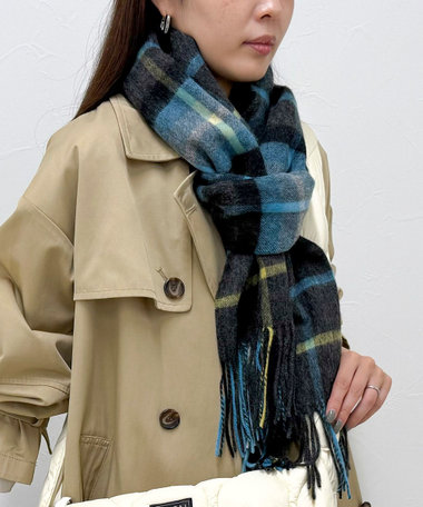 【TWEED MILL/ツイードミル】ウールチェックストール48
