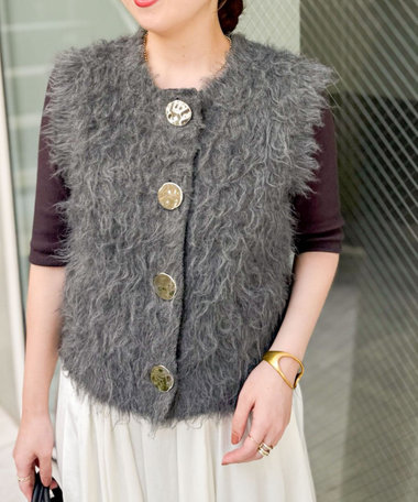 新品❤️赤 白 ノースリーブ ベスト 門りょうちゃん着用☆XSサイズあり【Glossy/グロッシー