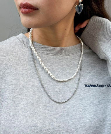 パールチェーンアシメネックレス