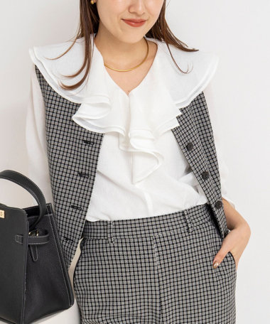 ウォッシャブルラッフルカラーブラウス