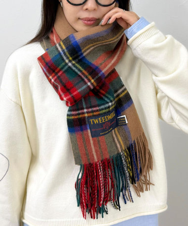 【TWEED MILL/ツイードミル】ウールチェックストール48