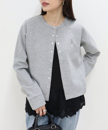 ドット釦ポンチカーディガン