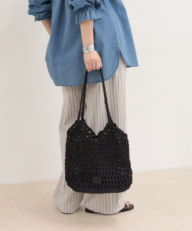 手編みメタリックマクラメトートバッグ