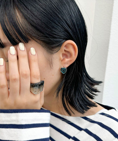 クリアハートワンタッチピアス