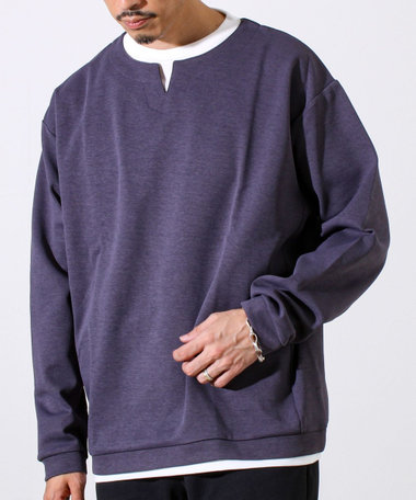 【全方向杢ダンボール】フェイクキーネックロングスリーブ