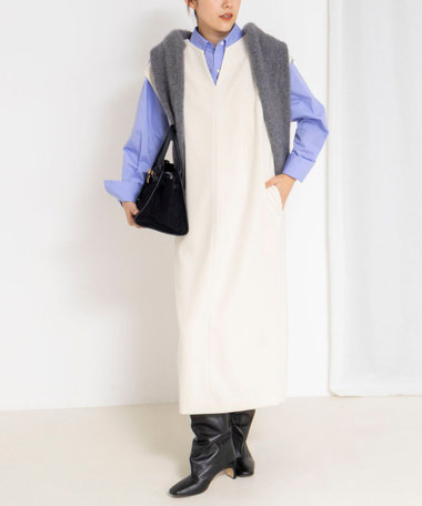 ウォッシャブルフラノ風ジャンパーワンピース