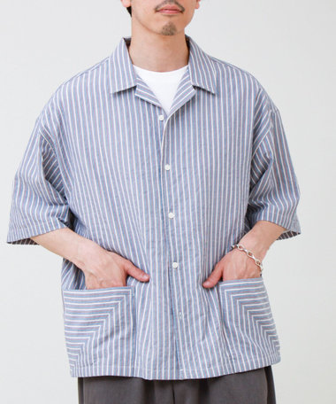 【WEB限定 GW SPECIAL PRICE】サッカーストライプバイアスポケット ショートスリーブシャツ