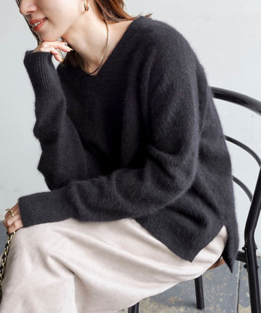 《手洗い可能》ヘアリーVネックプルオーバー