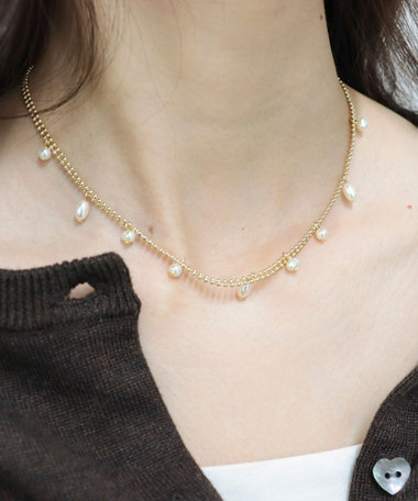 二重ボールパールドットネックレス