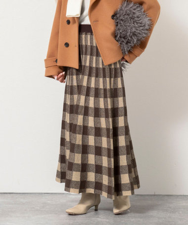 《手洗い可能》チェックニットスカート