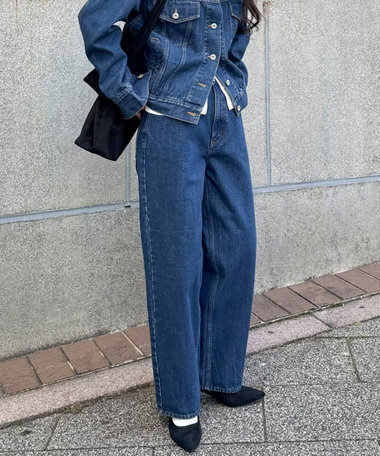 《セットアップ対応》ワイドテーパードデニムパンツ