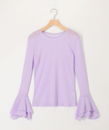 袖ペプラムシアープルオーバーカットソー