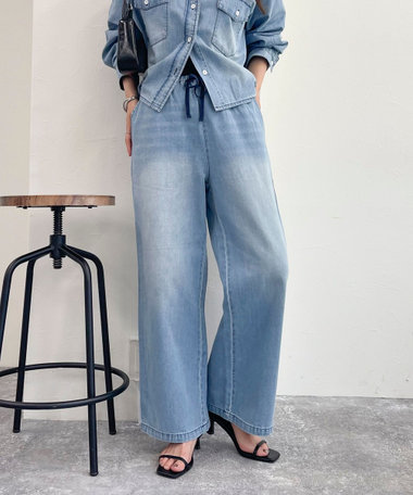 ライトオンスデニムイージーパンツ