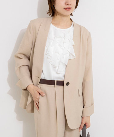 《セットアップ対応》ストレッチツイルVネックジャケット