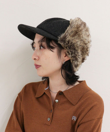 ファーフェルトフライトキャップ
