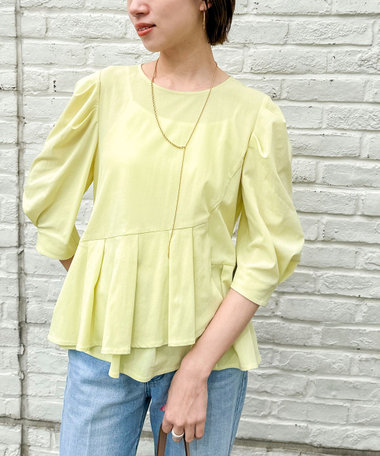 ウォッシャブルサラドラトリコットペプラムブラウス