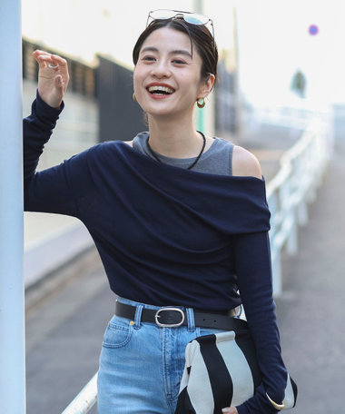 【MAQWEL/マクウェル】ウォッシャブルレイヤードドレープロンＴ