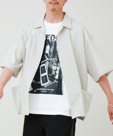 【WEB限定 GW SPECIAL PRICE】サッカーストライプバイアスポケット ショートスリーブシャツ