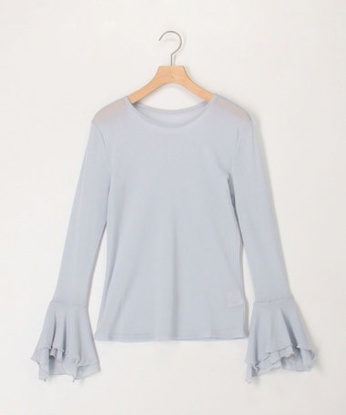 袖ペプラムシアープルオーバーカットソー