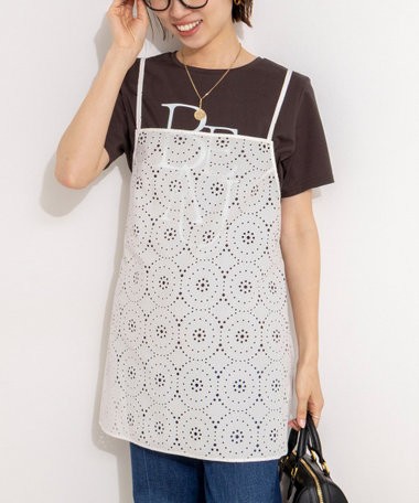 ウォッシャブルレースキャミチュニック