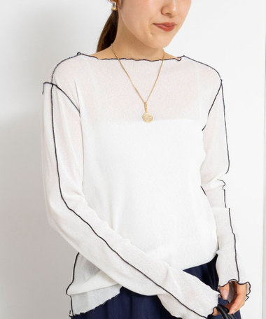 ウォッシャブルドライテレコメロー配色プルオーバー