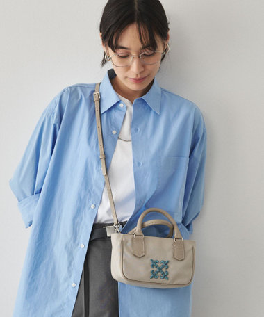 【モノグラム刺繍】コーデュラナイロン2WAYミニショルダーバッグ（CE-1778）