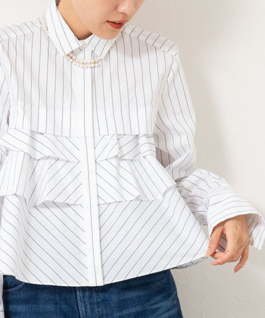 【MARILYN MOON/マリリーンムーン】layered raffle blouse