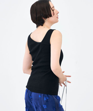 ウォッシャブルプレミアムテレコアシメ2WAYタンク