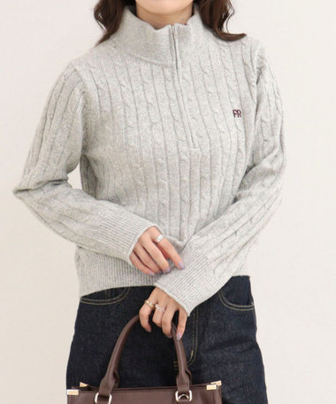 ［FREDY＆GLOSTER限定 TIME SALE！］FR刺しゅうケーブル柄ハーフZIPプルオーバー