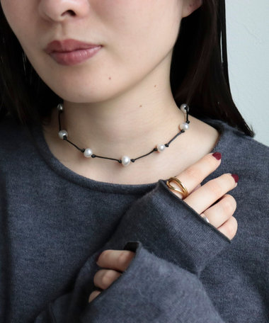 コード×ストーンネックレス